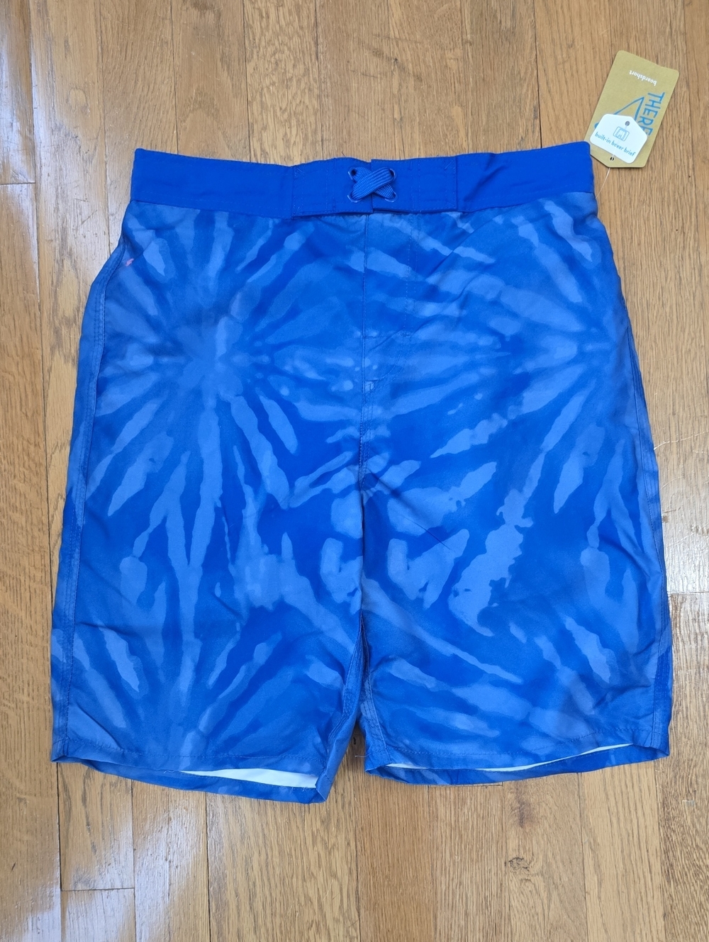 THEREABOUTS BRAND BOY'S BLUE SWIFT TRUNKS WITH BUILT-IN BOXER BRIEF SIZE LARGE